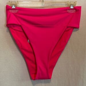 AA-335 Aerie NWT High Cut Cheeky Pink Summer Swim Bikini Bottoms Size L